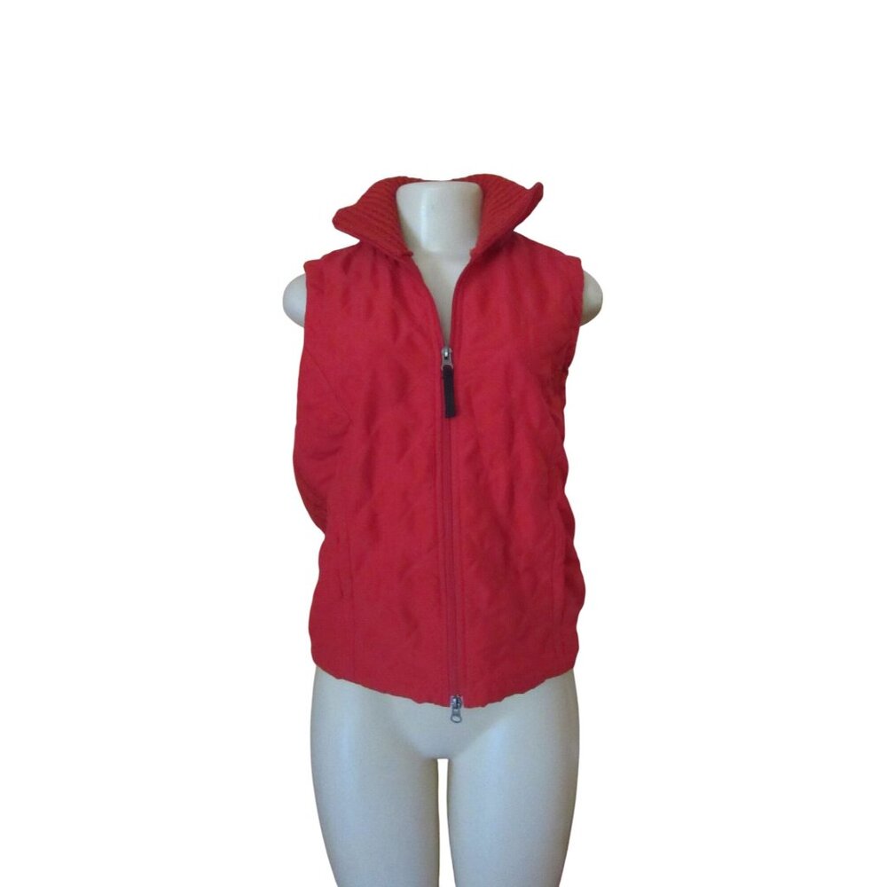 Columbia Womens Red Quilted Knit Zip-Up Vest M